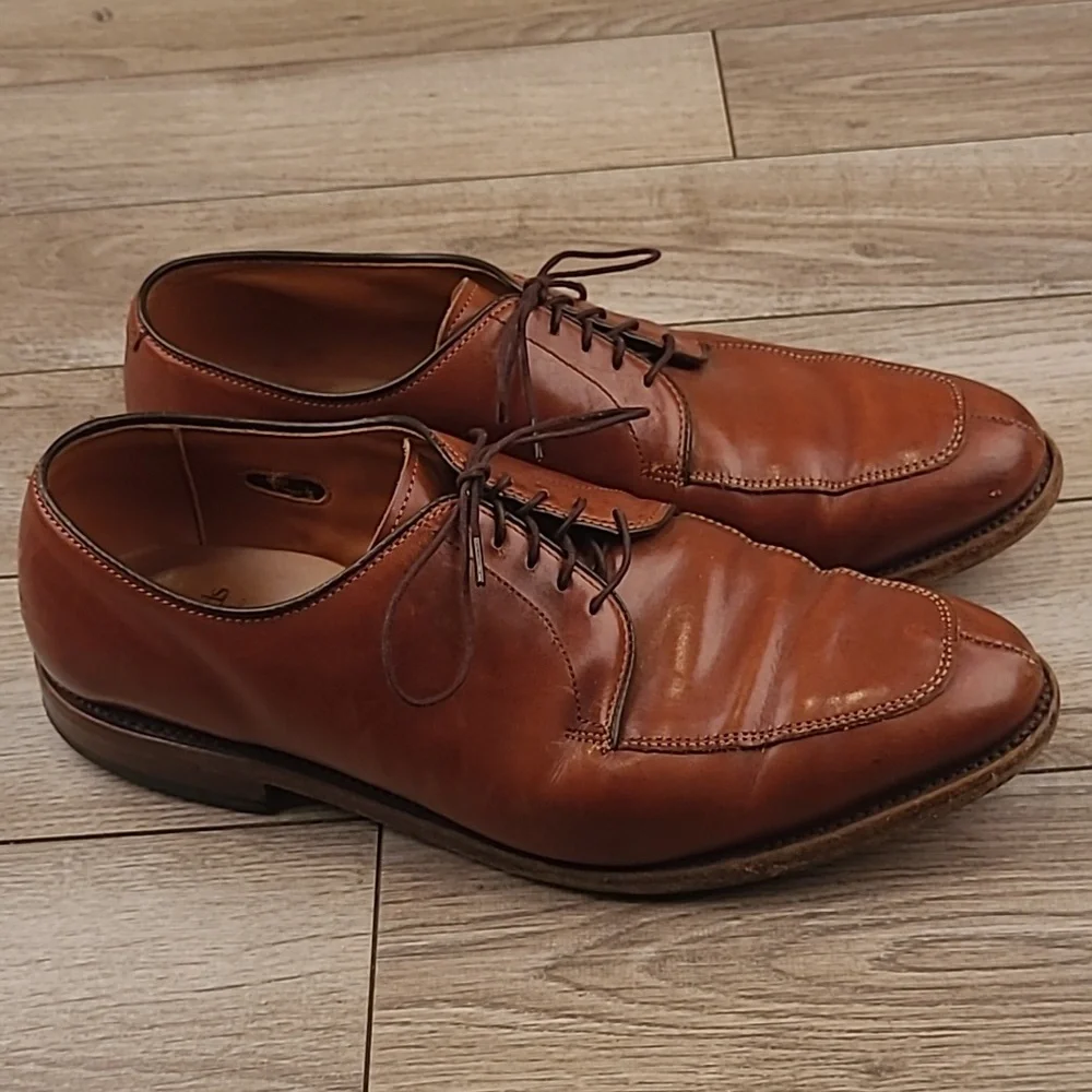 ALLEN EDMONDS Delray Tan Brown Oxfords Sz‎ 10 3E Split Toe Mens Dress Shoes